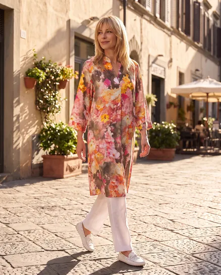 Tunika Kleid Blumenmuster in bunt von Made in Italy