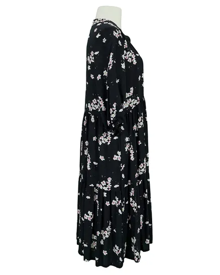 Tunika Kleid Blumenprint in schwarz von Vincenzo Allocca