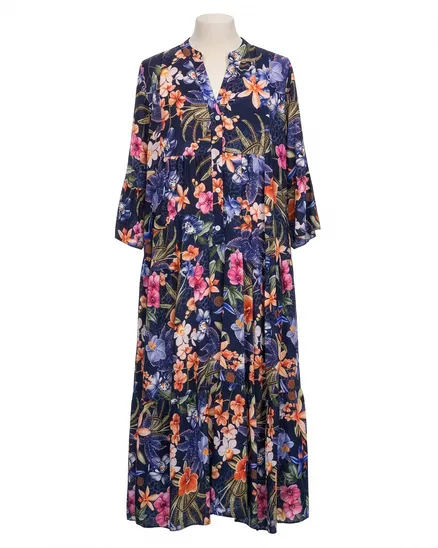 Tunika Kleid Floral in dunkelblau von Selected Touch