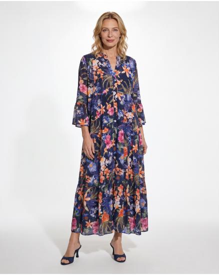 Tunika Kleid Floral in dunkelblau von Selected Touch