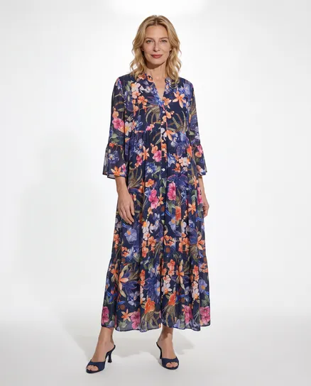 Tunika Kleid Floral in dunkelblau von Selected Touch