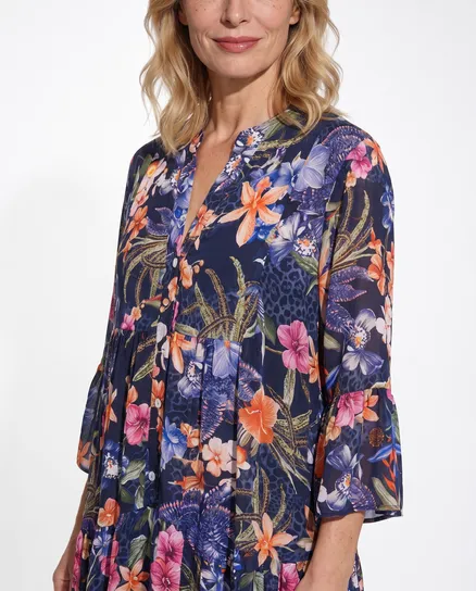 Tunika Kleid Floral in dunkelblau von Selected Touch