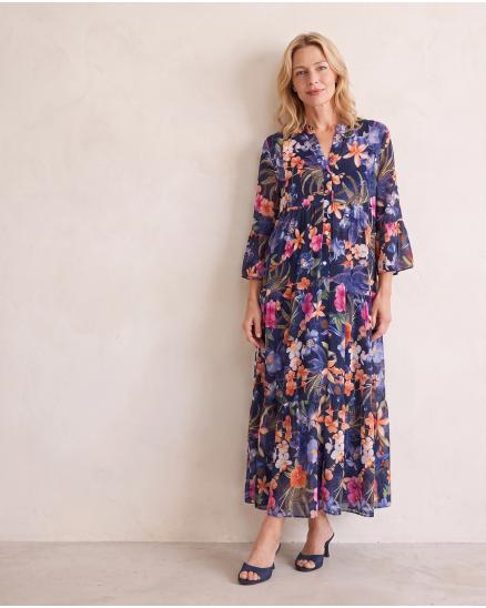 Tunika Kleid Floral in dunkelblau von Selected Touch