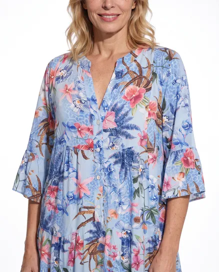 Tunika Kleid Floral in hellblau von Selected Touch