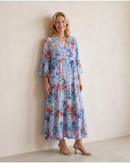 Tunika Kleid Floral in hellblau von Selected Touch