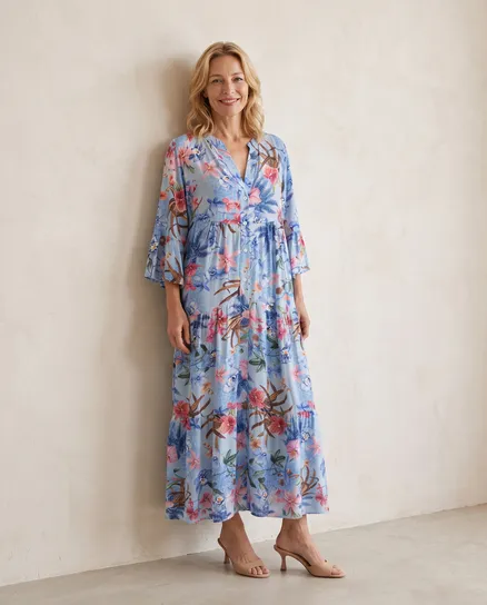 Tunika Kleid Floral in hellblau von Selected Touch