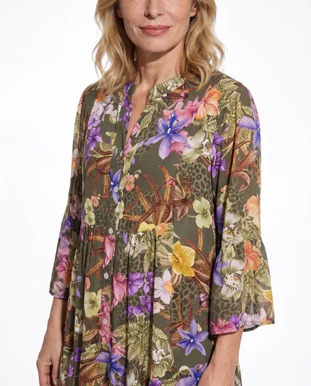 Tunika Kleid Floral in khaki von Selected Touch