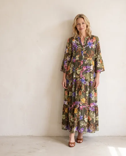 Tunika Kleid Floral in khaki von Selected Touch