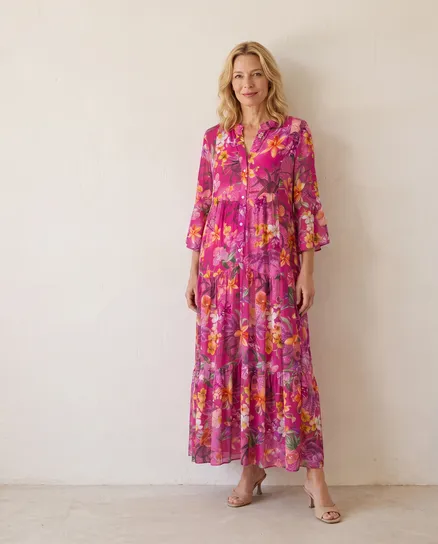 Tunika Kleid Floral in pink von Selected Touch