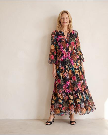 Tunika Kleid Floral in schwarz von Selected Touch