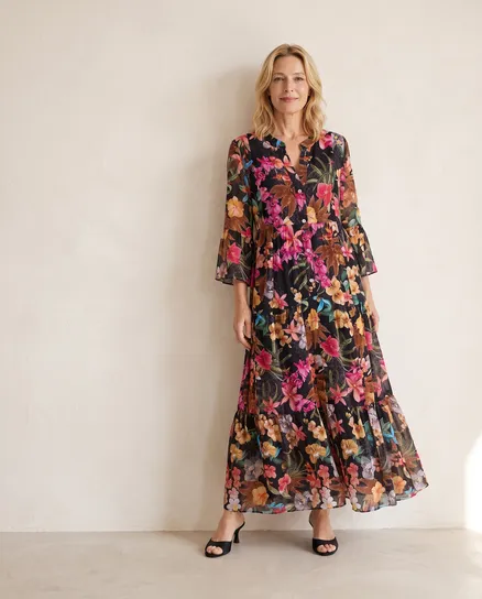 Tunika Kleid Floral in schwarz von Selected Touch