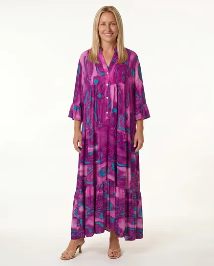 Tunika Kleid Floral in violett von H. Trend