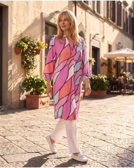 Tunika Kleid Grafikmuster in bunt von Made in Italy