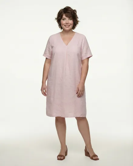 Tunika Kleid Leinen in rosa von Made in Italy