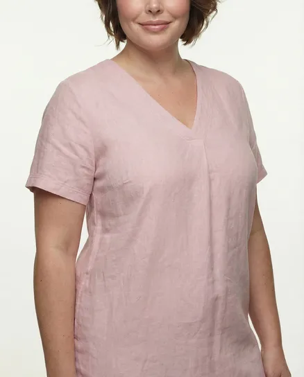 Tunika Kleid Leinen in rosa von Made in Italy
