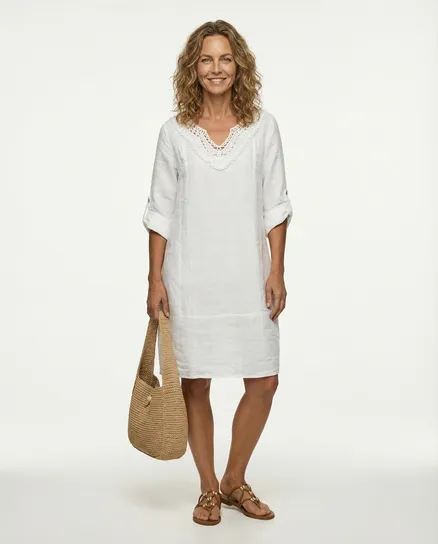 Tunika Kleid Leinen in wei� von Diana
