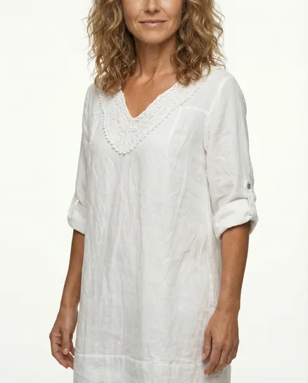 Tunika Kleid Leinen in wei� von Diana