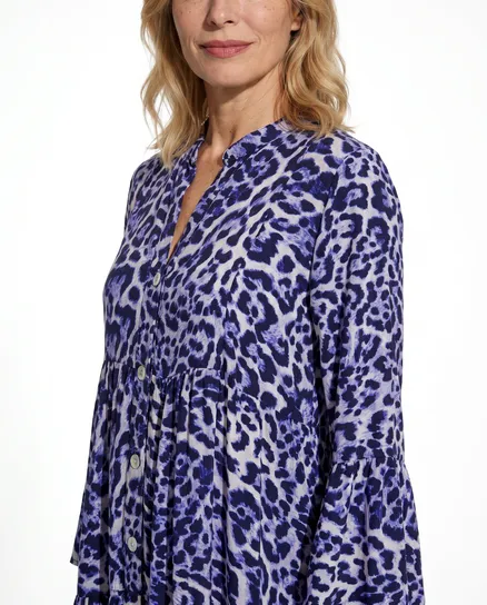 Tunika Kleid Leo Print in blau von H. Trend