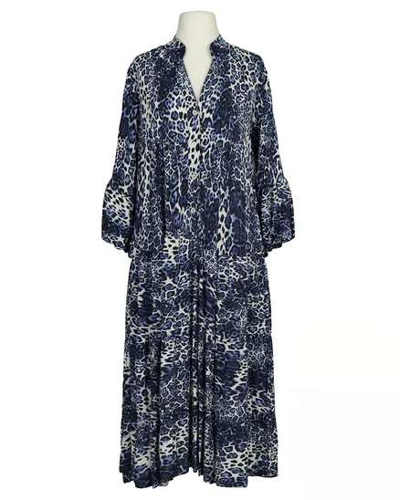 Tunika Kleid Leoprint in blau von H. Trend