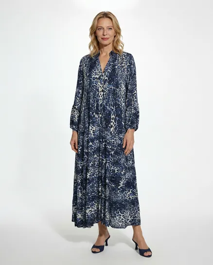 Tunika Kleid Leoprint in blau von H. Trend