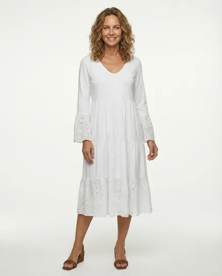 Tunika Kleid Lochstickerei in wei� von Sarah