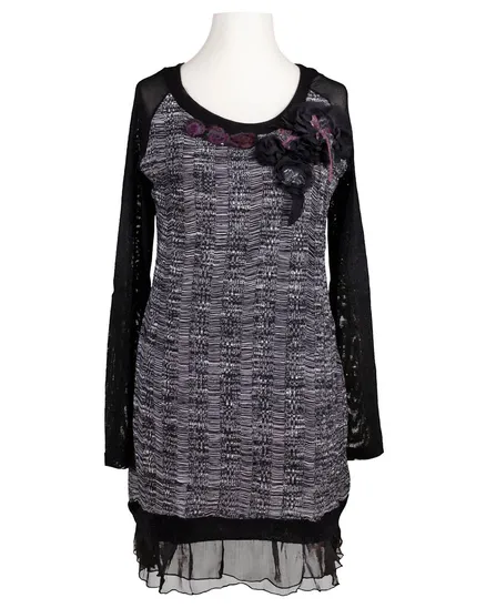 Stricktunika mit Chiffon in schwarz von Exquisss Paris
