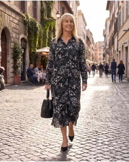 Tunika Kleid mit Seide in schwarz von Made in Italy