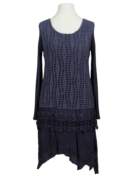 Tunika Kleid mit Spitze in blau von Spaziodonna
