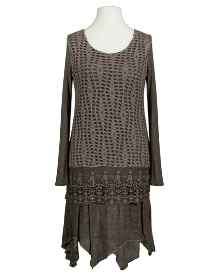Tunika Kleid mit Spitze in braun von Spaziodonna