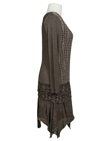 Tunika Kleid mit Spitze in braun von Spaziodonna