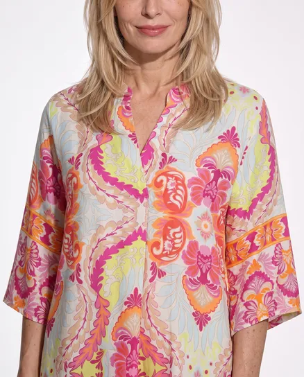 Tunika Kleid Ornamentmuster in bunt von Made in Italy