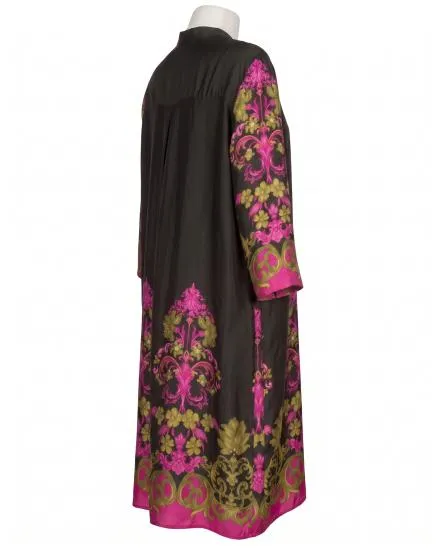 Tunika Kleid Ornamentmuster in dunkelbraun von Made in Italy