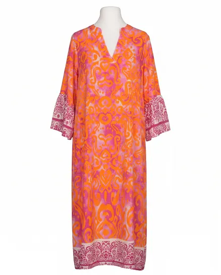 Tunika Kleid Ornamentmuster in pink-orange von Made in Italy