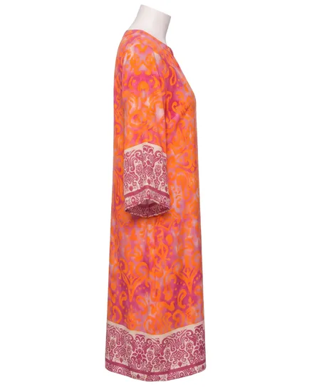 Tunika Kleid Ornamentmuster in pink-orange von Made in Italy
