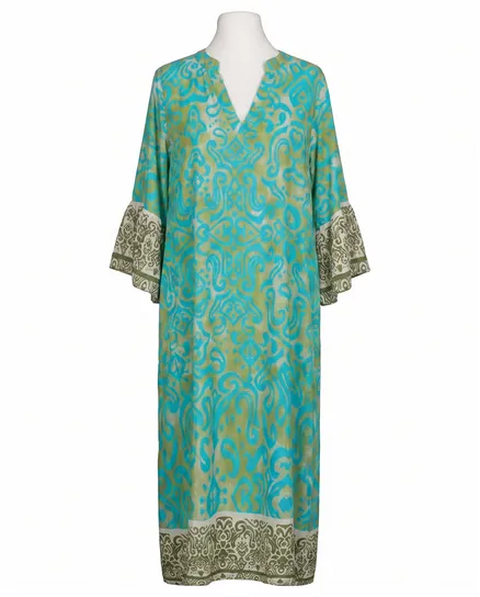 Tunika Kleid Ornamentmuster in t�rkis-oliv von Made in Italy