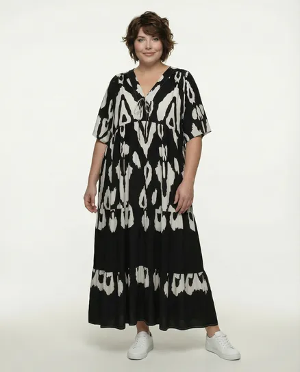 Tunika Kleid Print in schwarz von Vincenzo Allocca