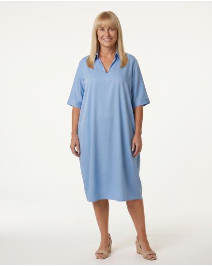 Tunika Kleid Satin in blau von Made in Italy