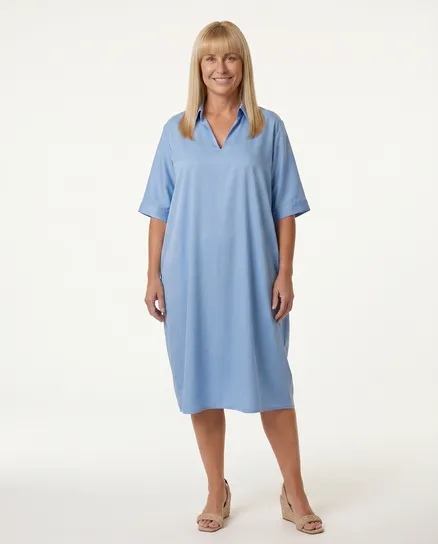 Tunika Kleid Satin in blau von Made in Italy