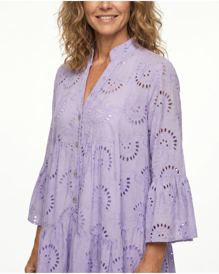 Tunika Lochstickerei in lila von Made in Italy