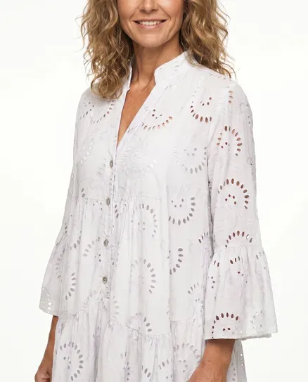 Tunika Lochstickerei in wei� von Made in Italy