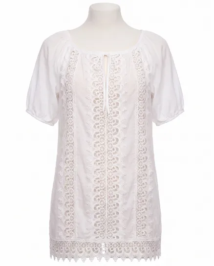 Bluse mit H�kelspitze in wei� von Montan