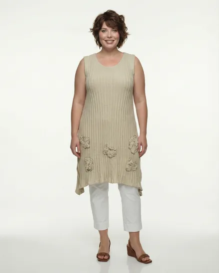Tunika mit Leinen in beige von Vincenzo Allocca