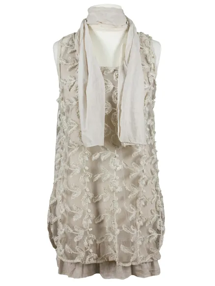 Tunika mit Schal 3-tlg. in beige von Spaziodonna
