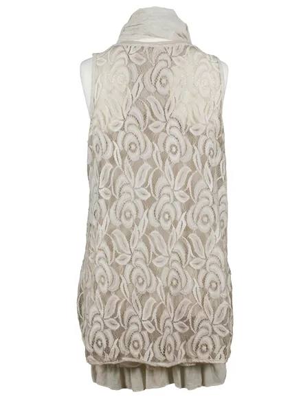 Tunika mit Schal 3-tlg. in beige von Spaziodonna