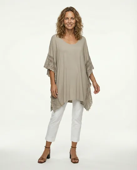 Tunika mit Seide in taupe von Spaziodonna