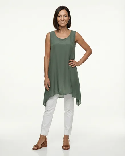 Tunika mit Seide A-Linie in khaki von Spaziodonna