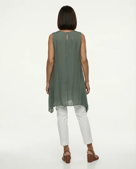 Tunika mit Seide A-Linie in khaki von Spaziodonna
