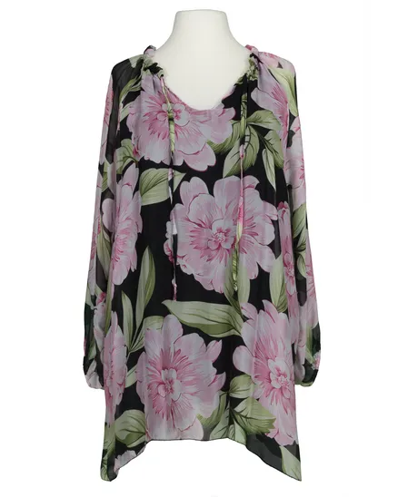 Tunika mit Seide Floral in schwarz von H. Trend