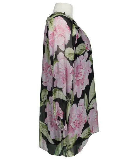 Tunika mit Seide Floral in schwarz von H. Trend