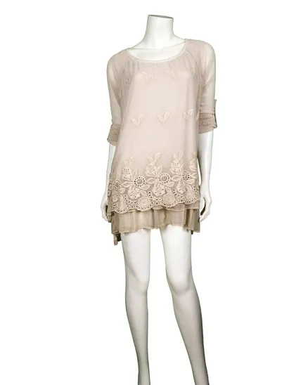 Tunika mit Spitze in beige von Carla Giannini